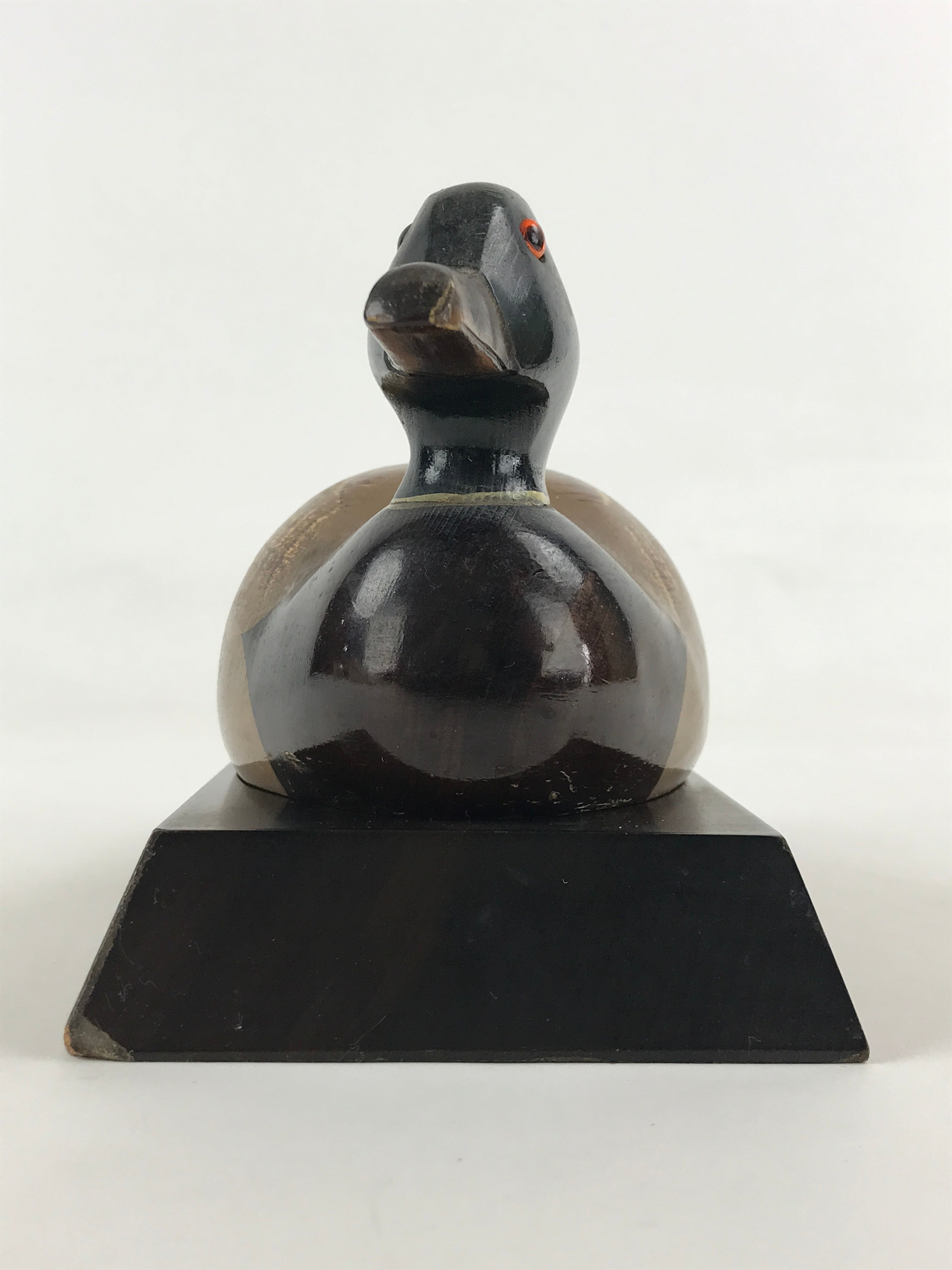 Japanese Wooden Duck Figurine Vtg Seal Case Display Ornament Okimono Decoy BD905