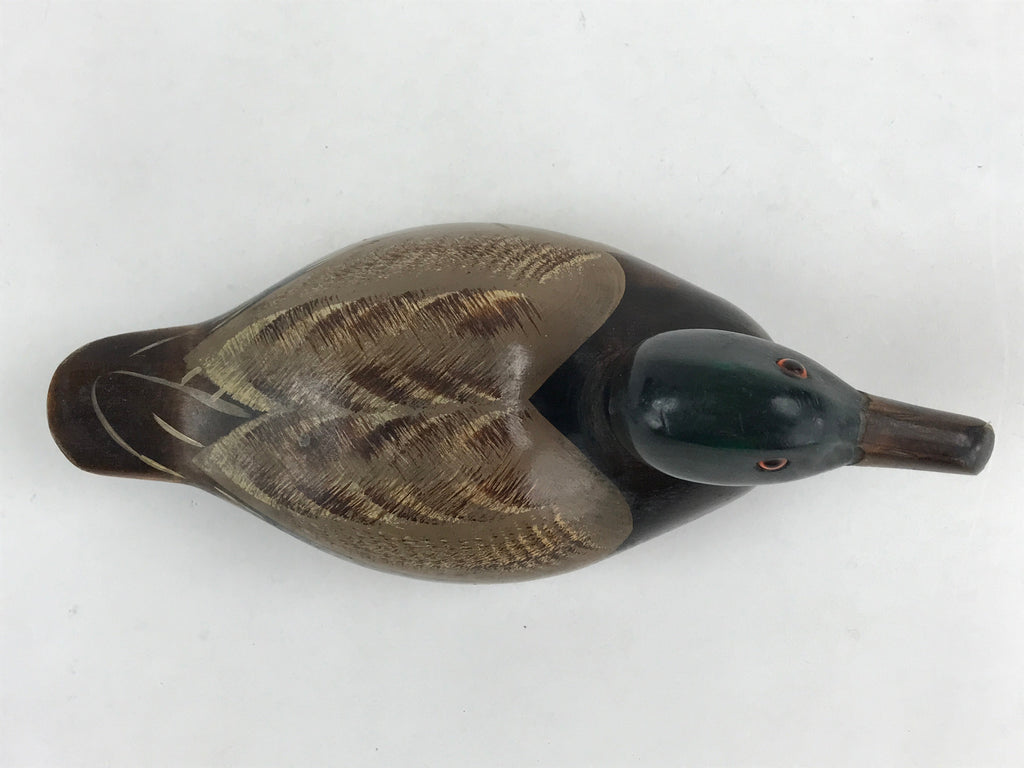 Japanese Wooden Duck Figurine Vtg Seal Case Display Ornament Okimono Decoy BD905