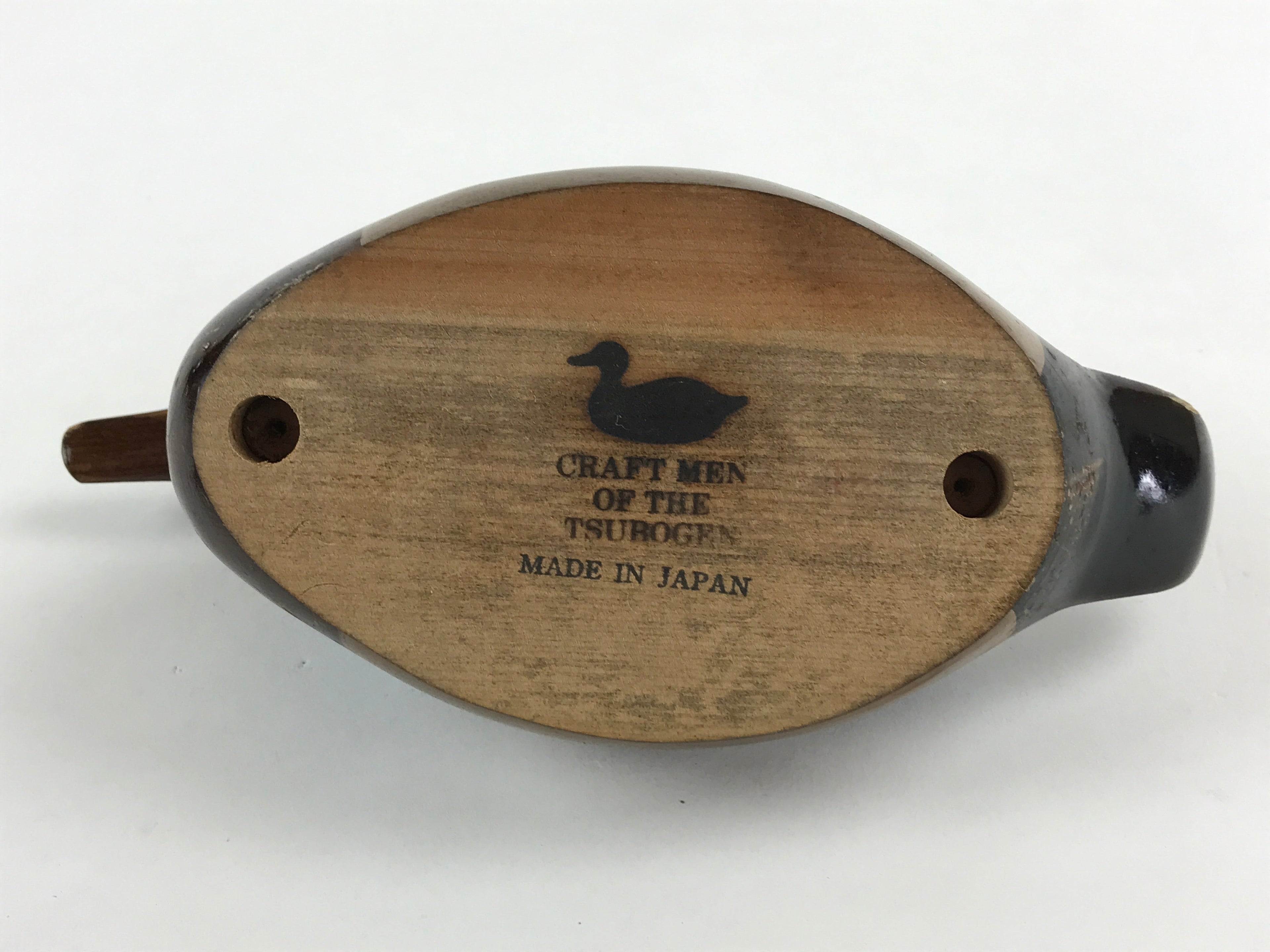 Japanese Wooden Duck Figurine Vtg Seal Case Display Ornament Okimono Decoy BD905
