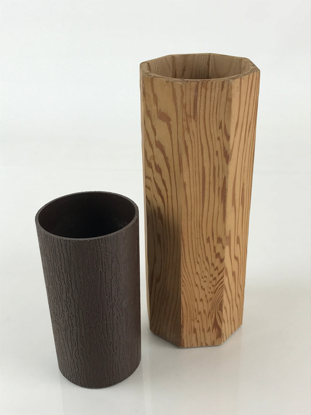 Japanese Wooden Flower Vase Kabin Vtg Ikebana Arrangement Brown FK25