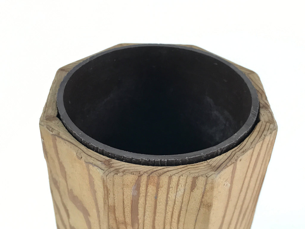 Japanese Wooden Flower Vase Kabin Vtg Ikebana Arrangement Brown FK25