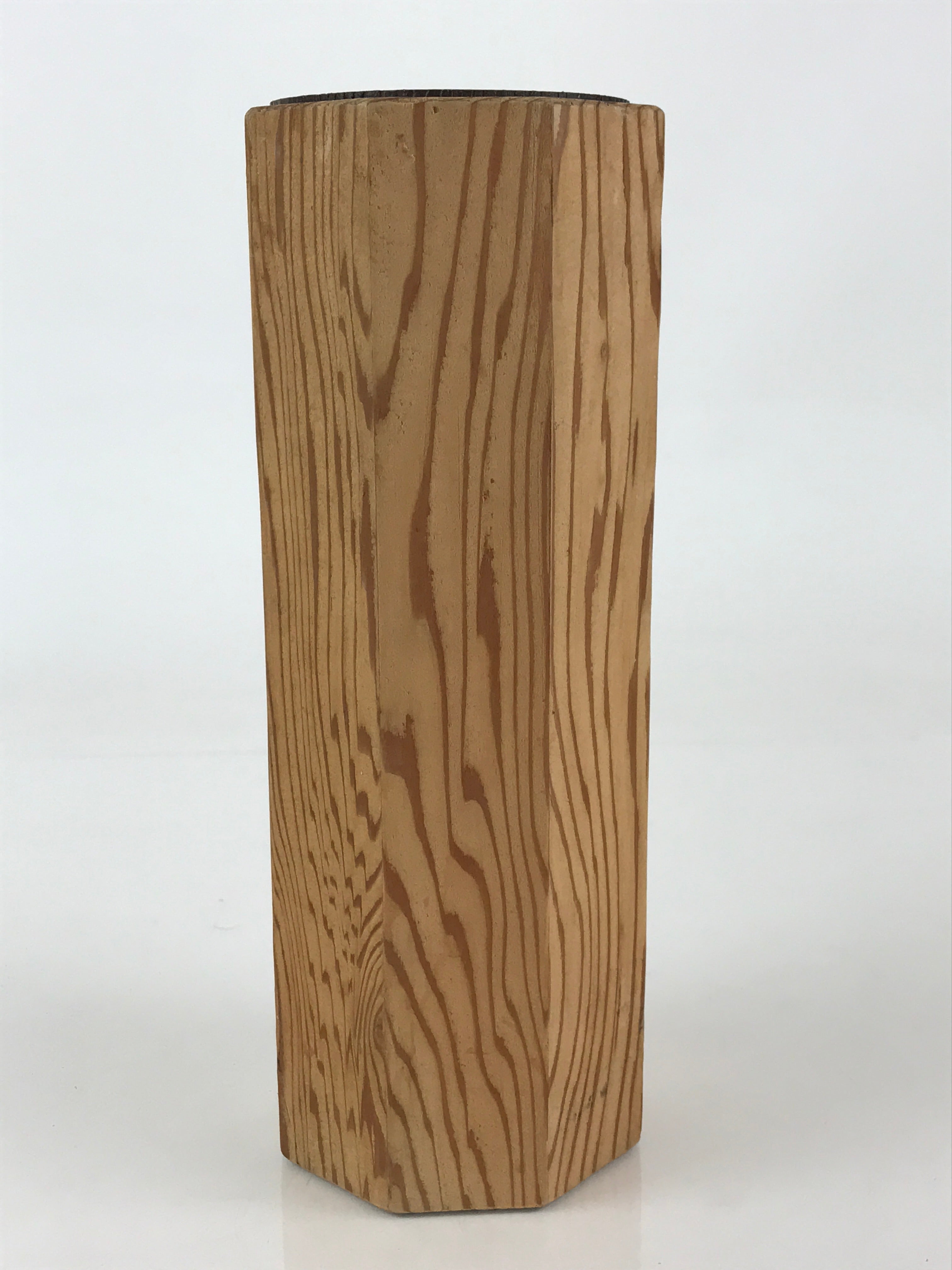 Japanese Wooden Flower Vase Kabin Vtg Ikebana Arrangement Brown FK25