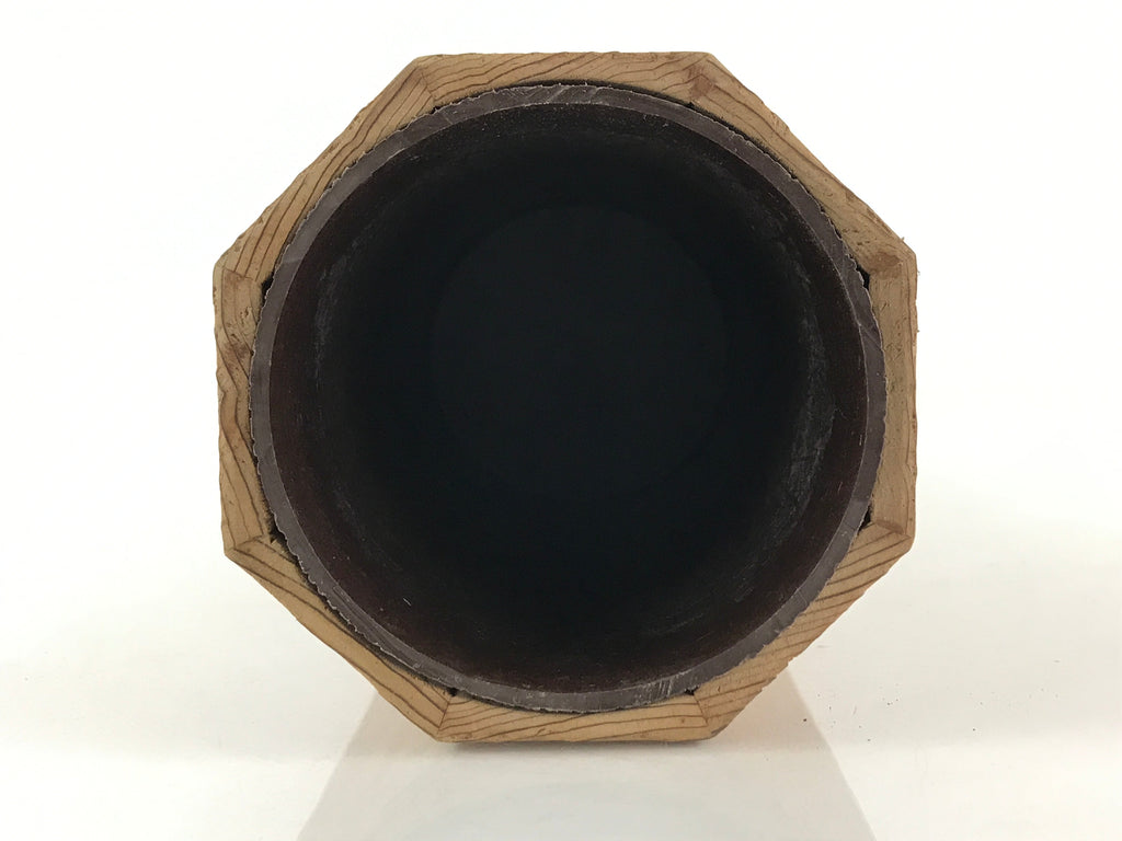 Japanese Wooden Flower Vase Kabin Vtg Ikebana Arrangement Brown FK25