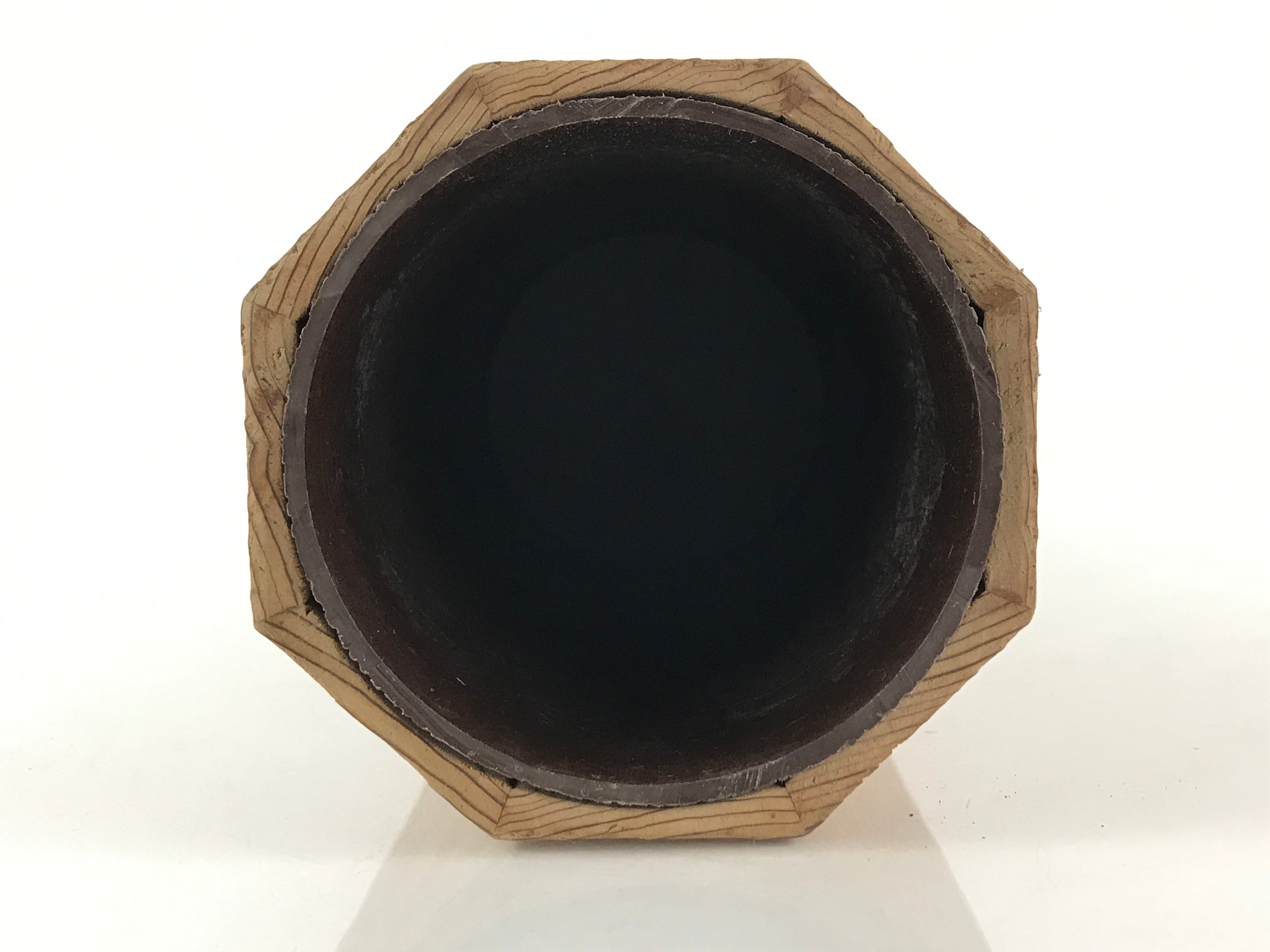 Japanese Wooden Flower Vase Kabin Vtg Ikebana Arrangement Brown FK25