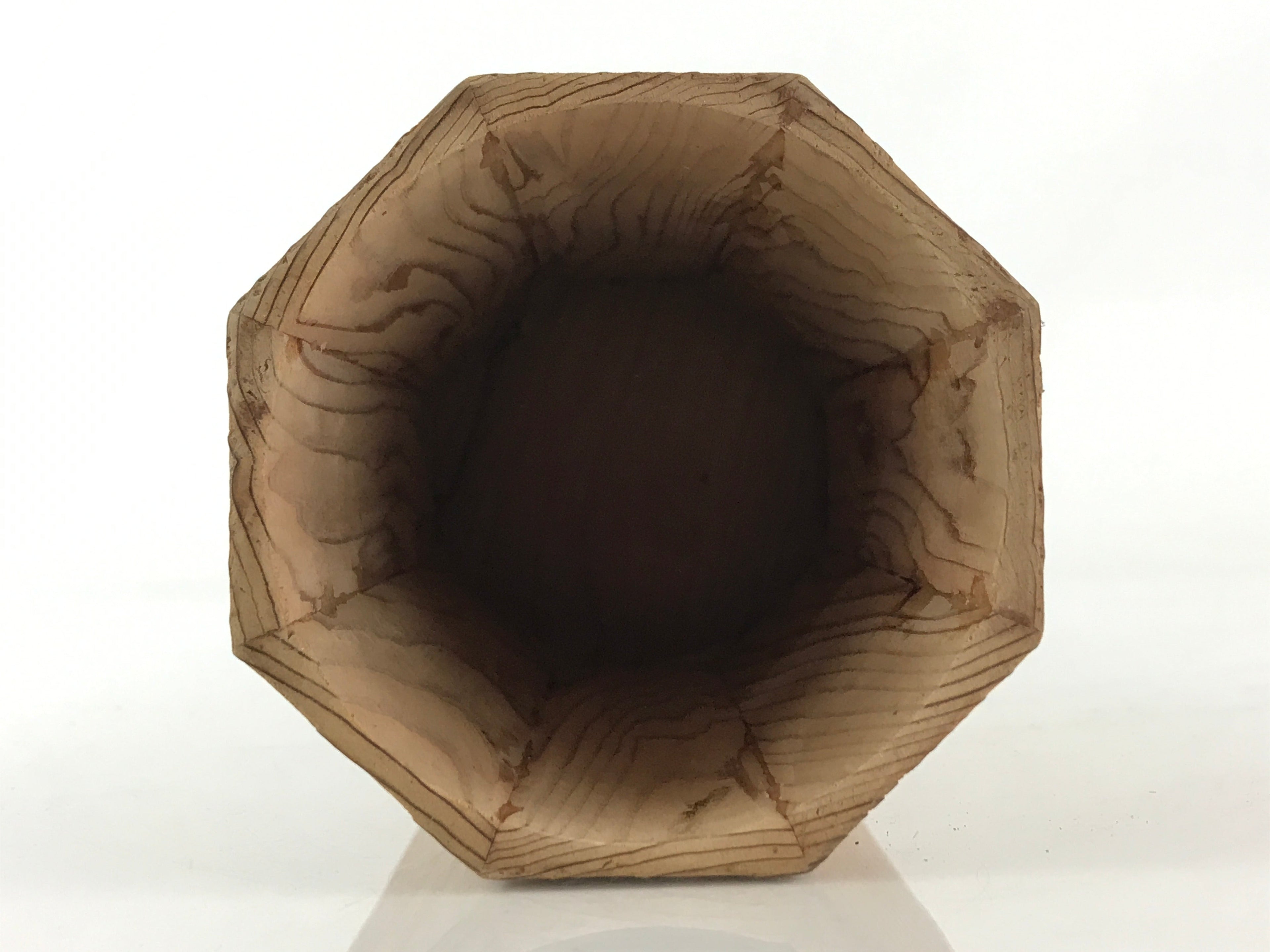 Japanese Wooden Flower Vase Kabin Vtg Ikebana Arrangement Brown FK25