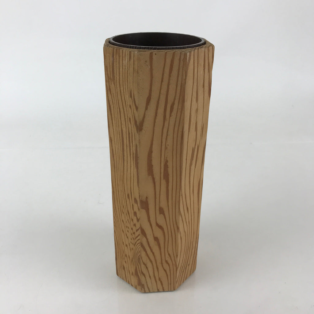 Japanese Wooden Flower Vase Kabin Vtg Ikebana Arrangement Brown FK25
