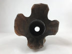 Japanese Wooden Flower Vase Kabin Vtg Ikebana Unique Shape Dark Brown FK88