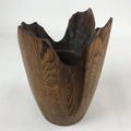 Japanese Wooden Flower Vase Kabin Vtg Ikebana Unique Shape Dark Brown FK88