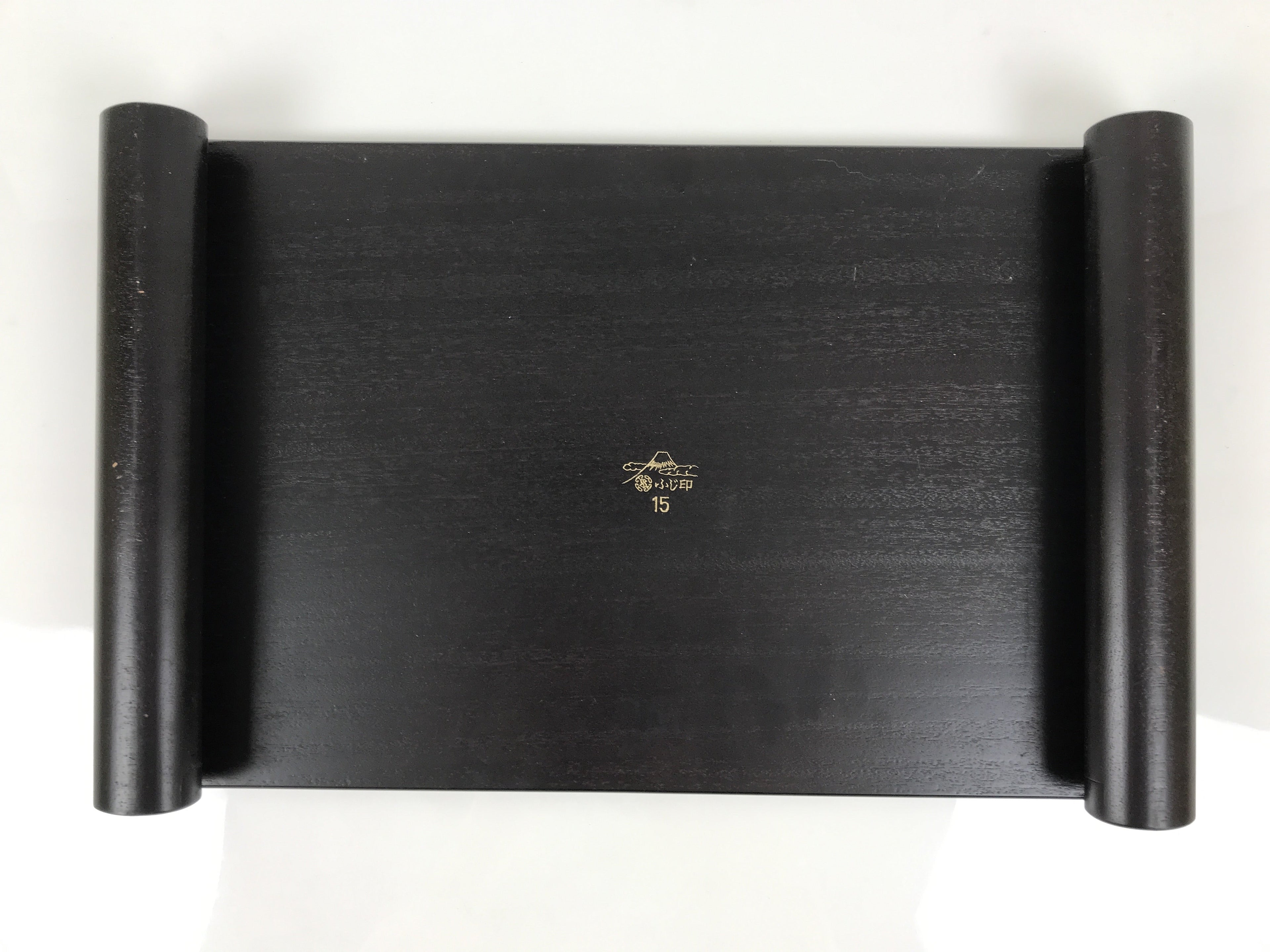 Japanese Wooden Flower Vase Stand Vtg Black Kadai Board Ikebana Bonsai WT575