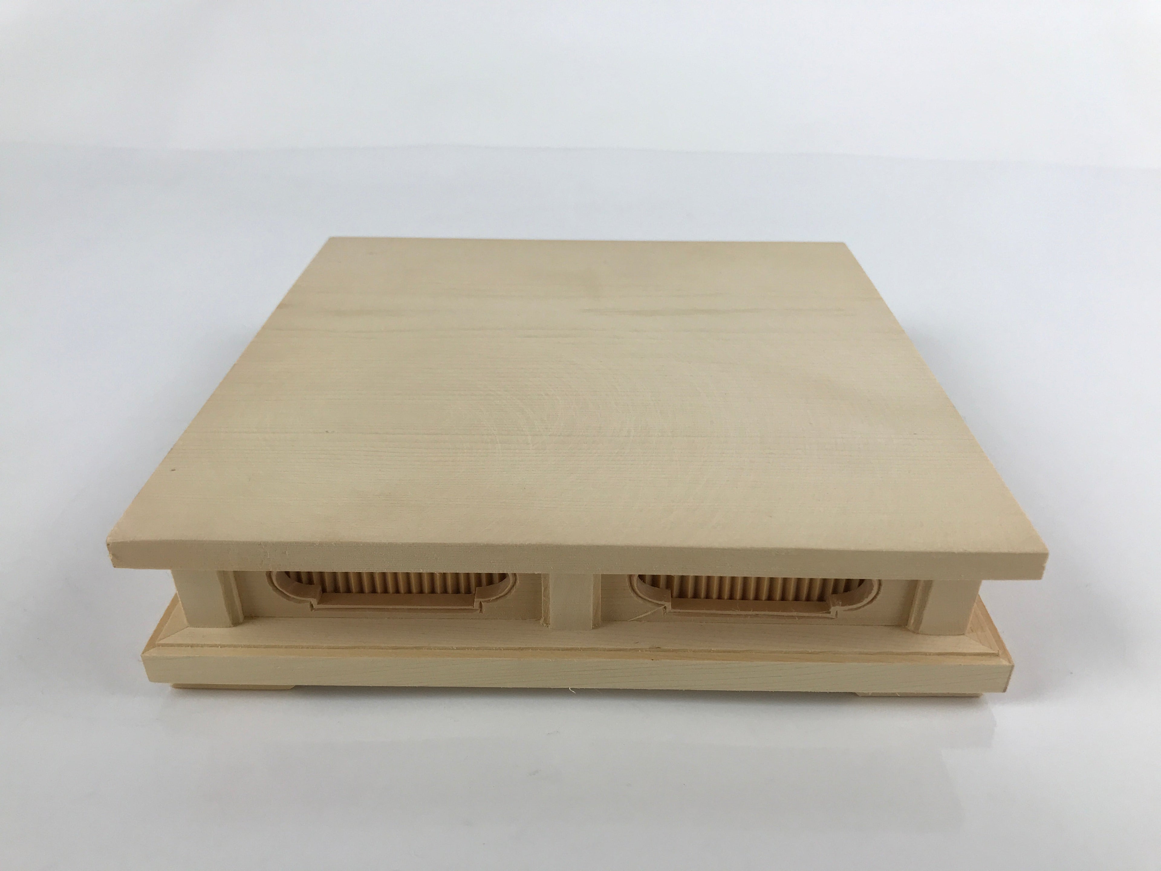 Japanese Wooden Flower Vase Stand Vtg Carved Display Kadai Board Ikebana WT510