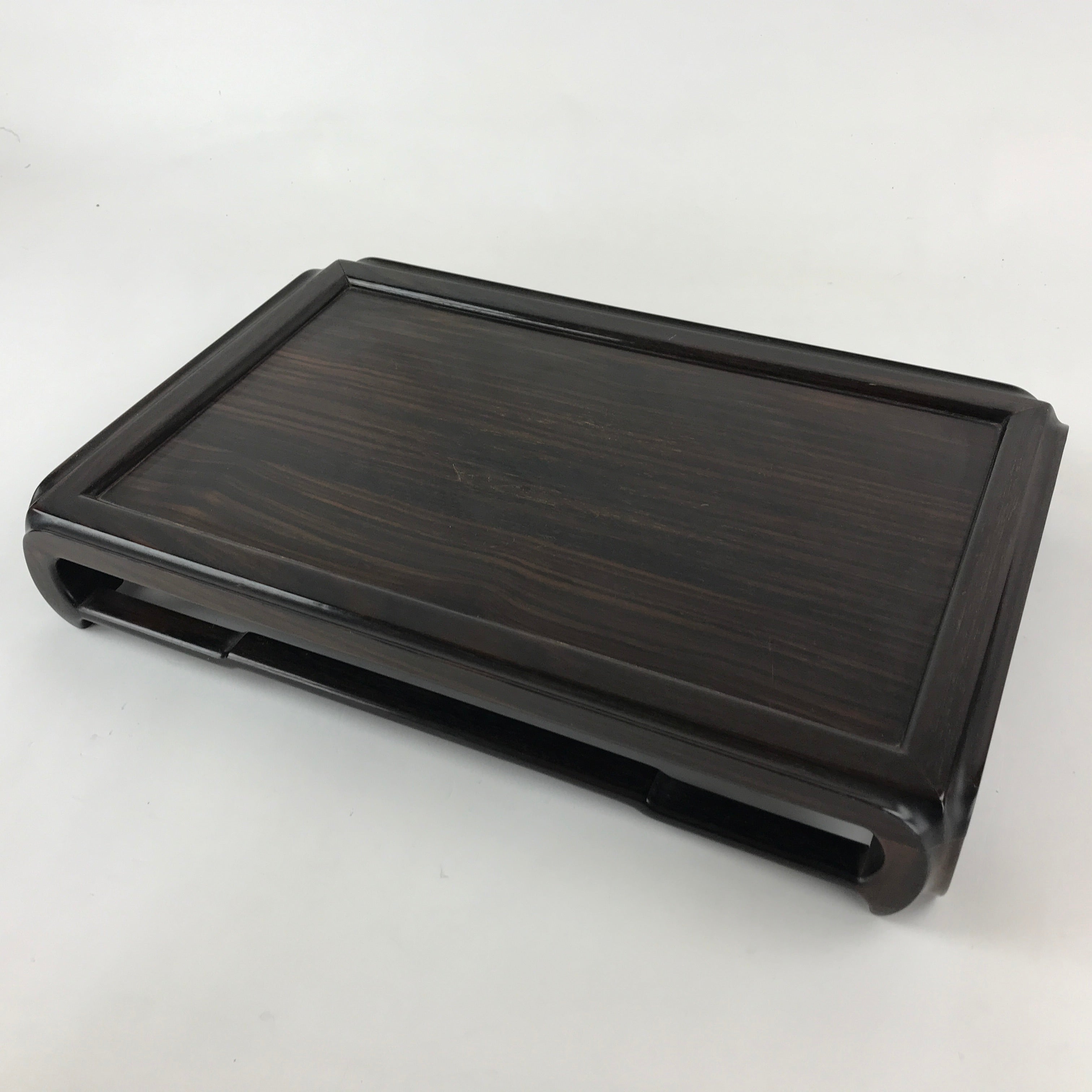 Japanese Wooden Flower Vase Stand Vtg Kadai Board Ikebana Bonsai Brown WT434