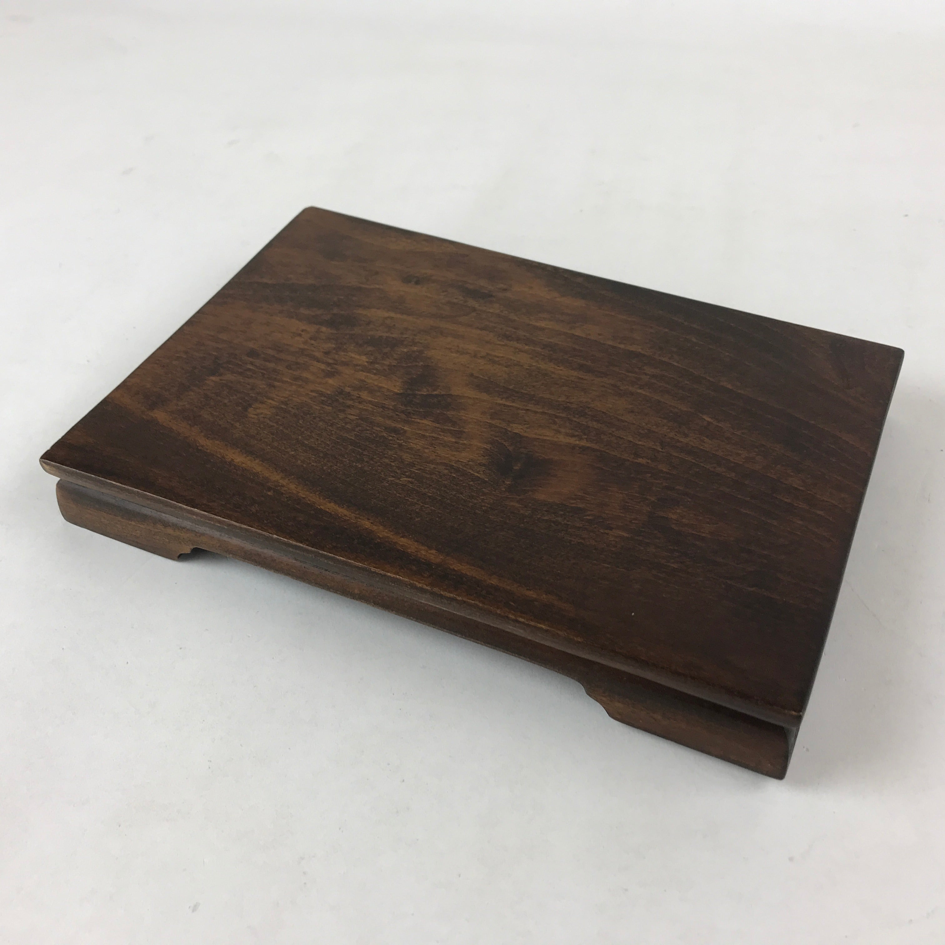 Japanese Wooden Flower Vase Stand Vtg Kadai Board Ikebana Bonsai Brown WT464