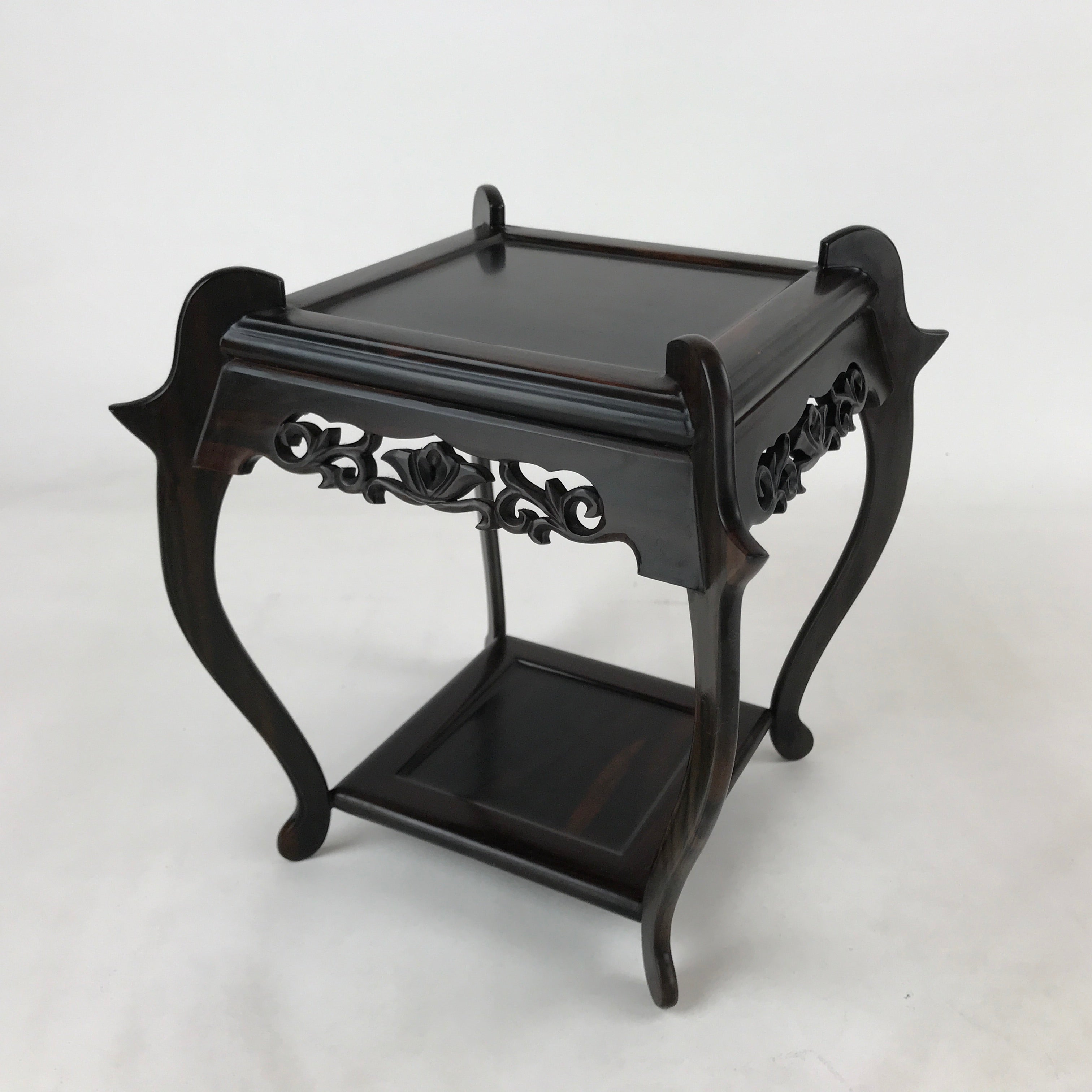 Japanese Wooden Flower Vase Stand Vtg Kadai Table Ikebana Bonsai Brown WT501