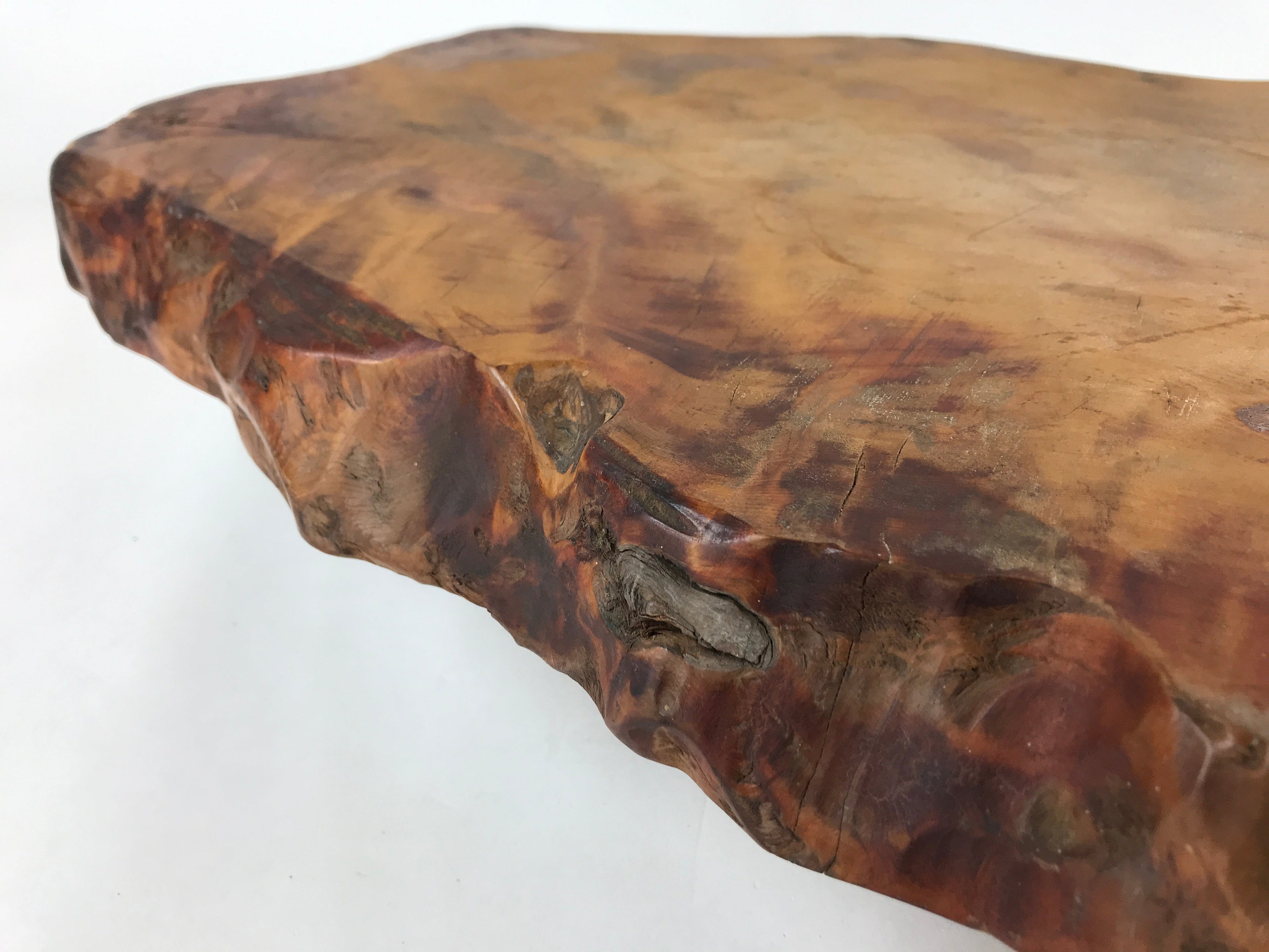 Japanese Wooden Flower Vase Stand Vtg Unique Kadai Board Ikebana Bonsai WT482