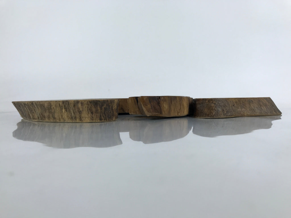 Japanese Wooden Flower Vase Stand Vtg Unique Kadai Board Ikebana Bonsai WT523