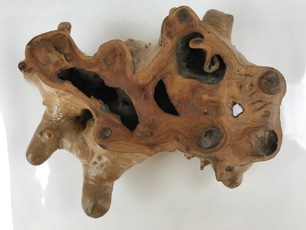 Japanese Wooden Flower Vase Stand Vtg Unique Kadai Board Ikebana Bonsai WT524