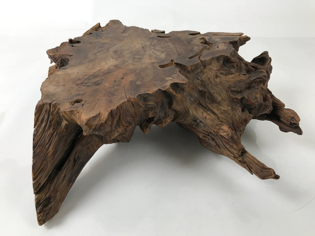 Japanese Wooden Flower Vase Stand Vtg Unique Kadai Board Ikebana Bonsai WT551