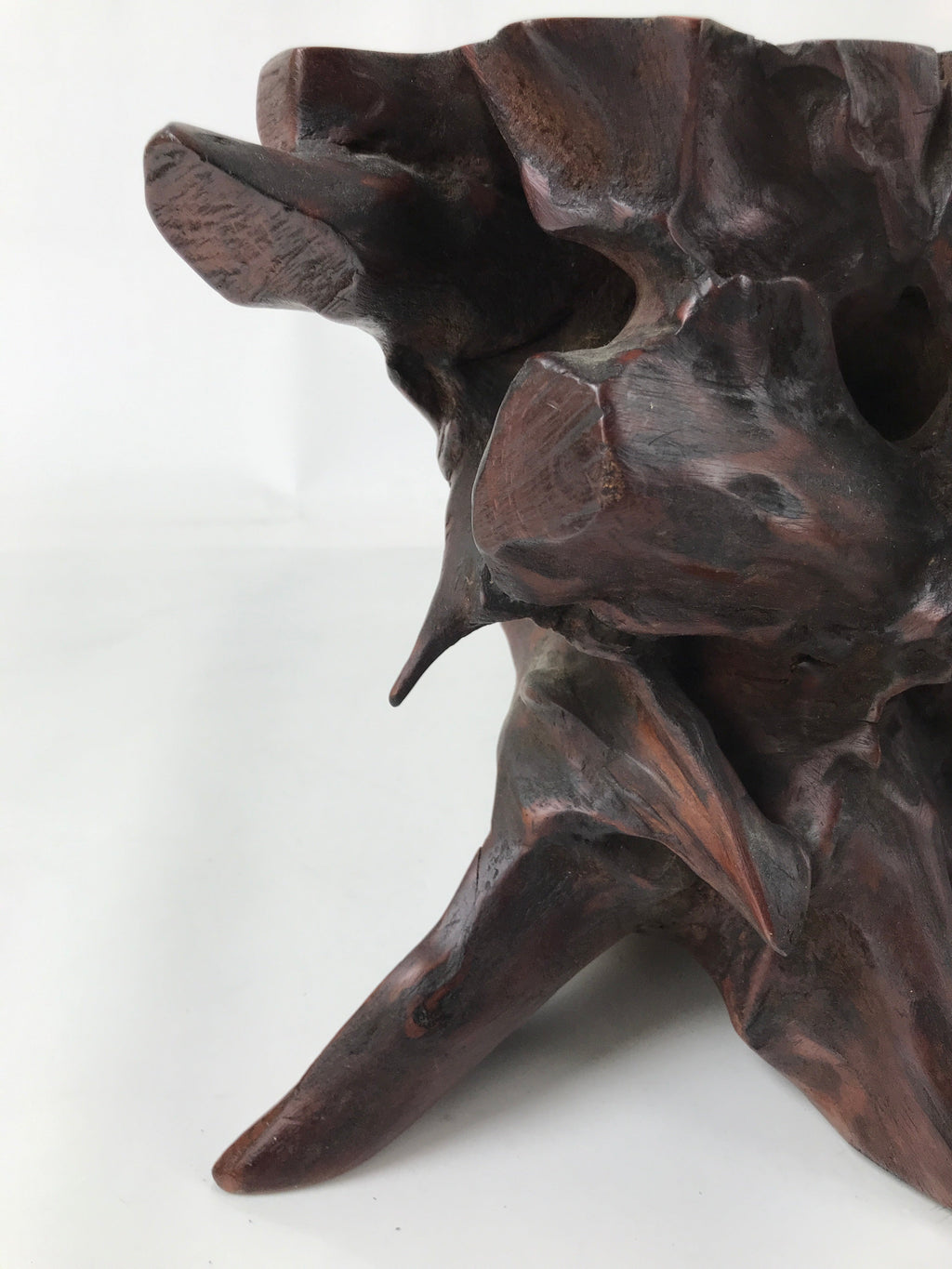 Japanese Wooden Flower Vase Stand Vtg Unique Kadai Board Ikebana Bonsai WT552