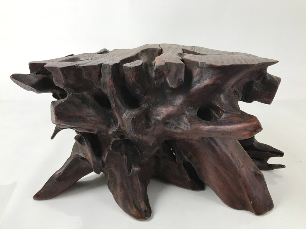 Japanese Wooden Flower Vase Stand Vtg Unique Kadai Board Ikebana Bonsai WT552