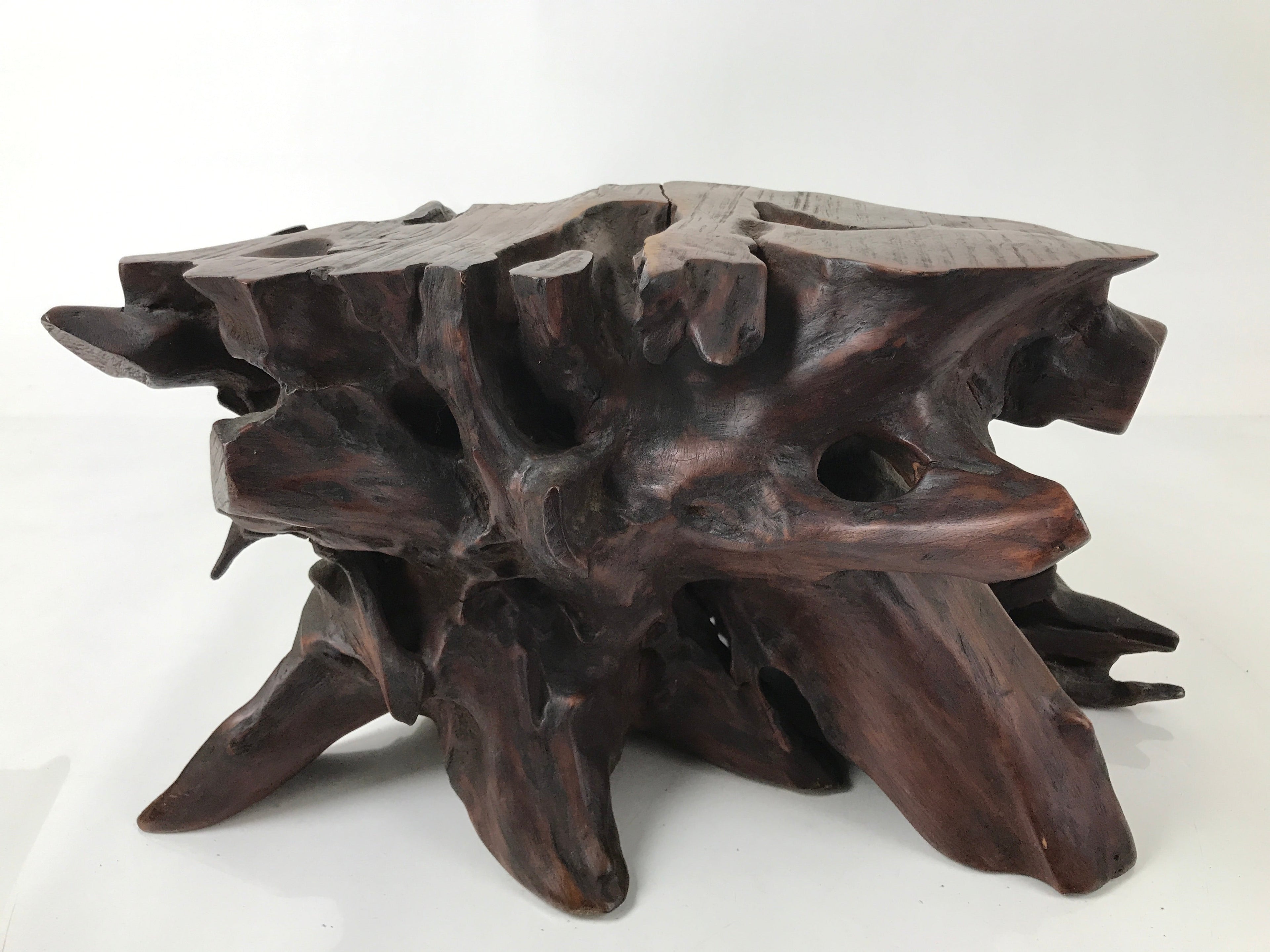 Japanese Wooden Flower Vase Stand Vtg Unique Kadai Board Ikebana Bonsai WT552