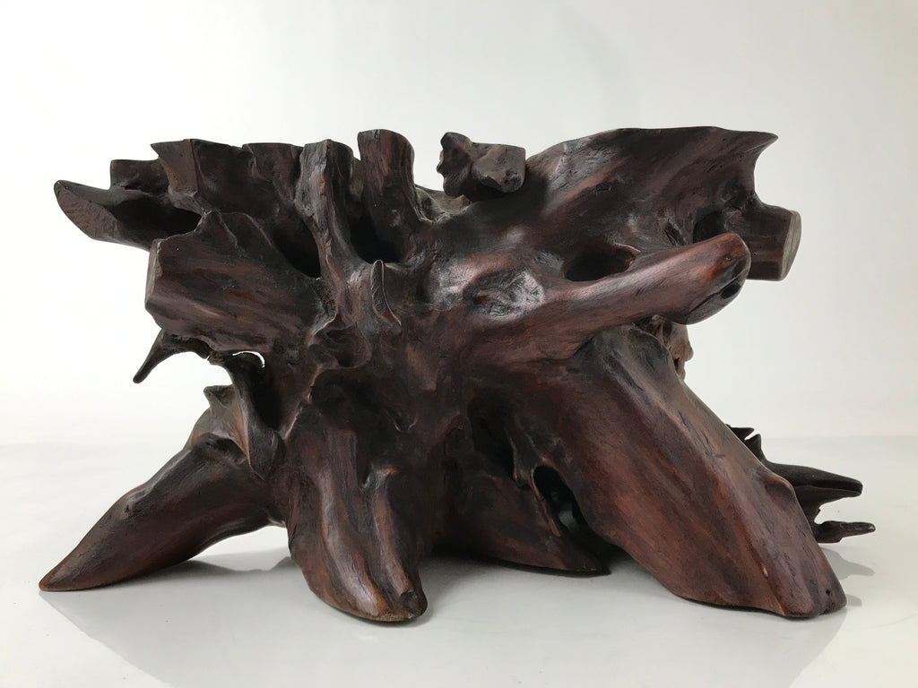 Japanese Wooden Flower Vase Stand Vtg Unique Kadai Board Ikebana Bonsai WT552