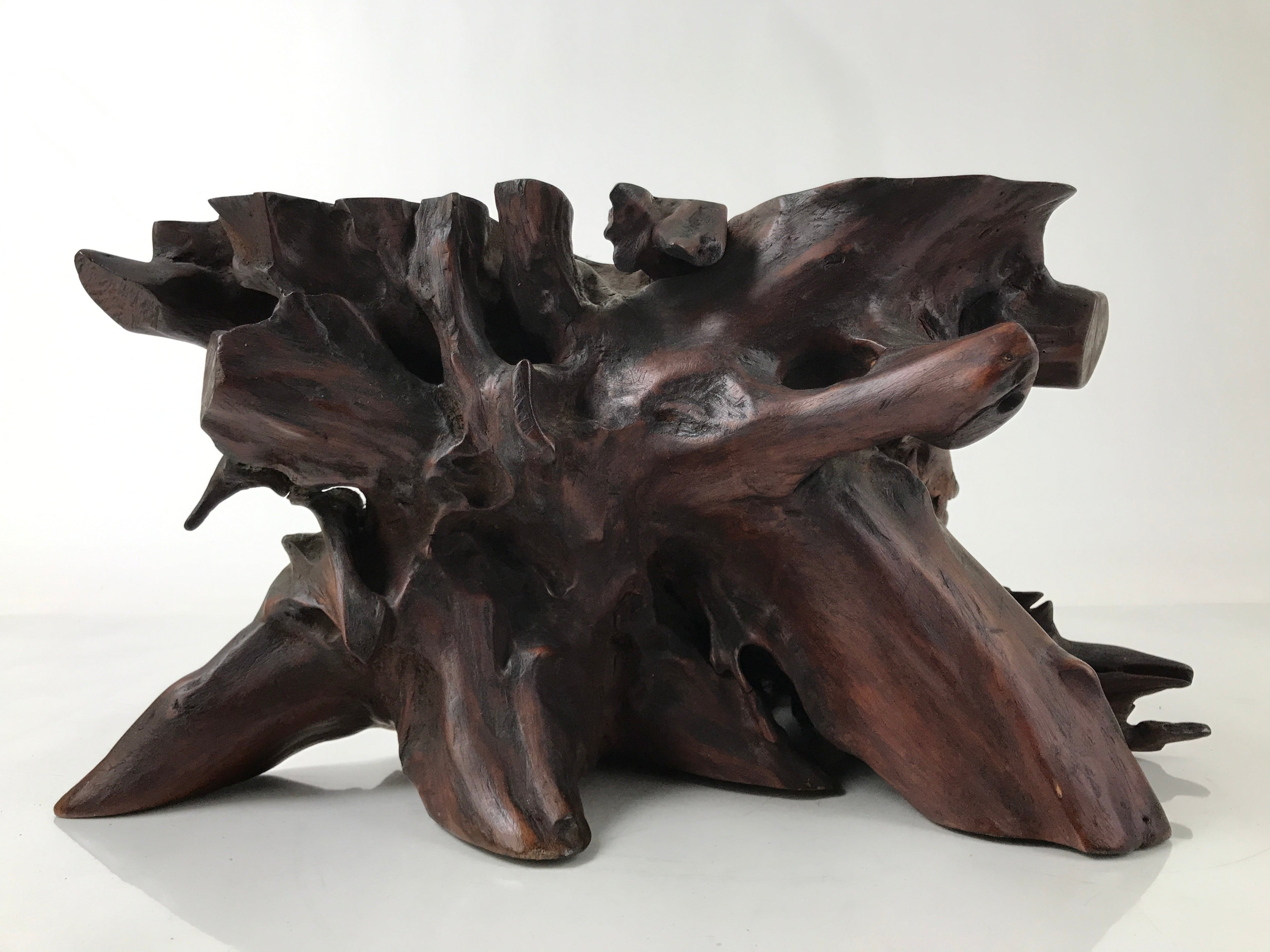Japanese Wooden Flower Vase Stand Vtg Unique Kadai Board Ikebana Bonsai WT552