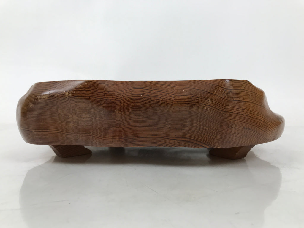 Japanese Wooden Flower Vase Stand Vtg Unique Kadai Board Ikebana Bonsai WT554