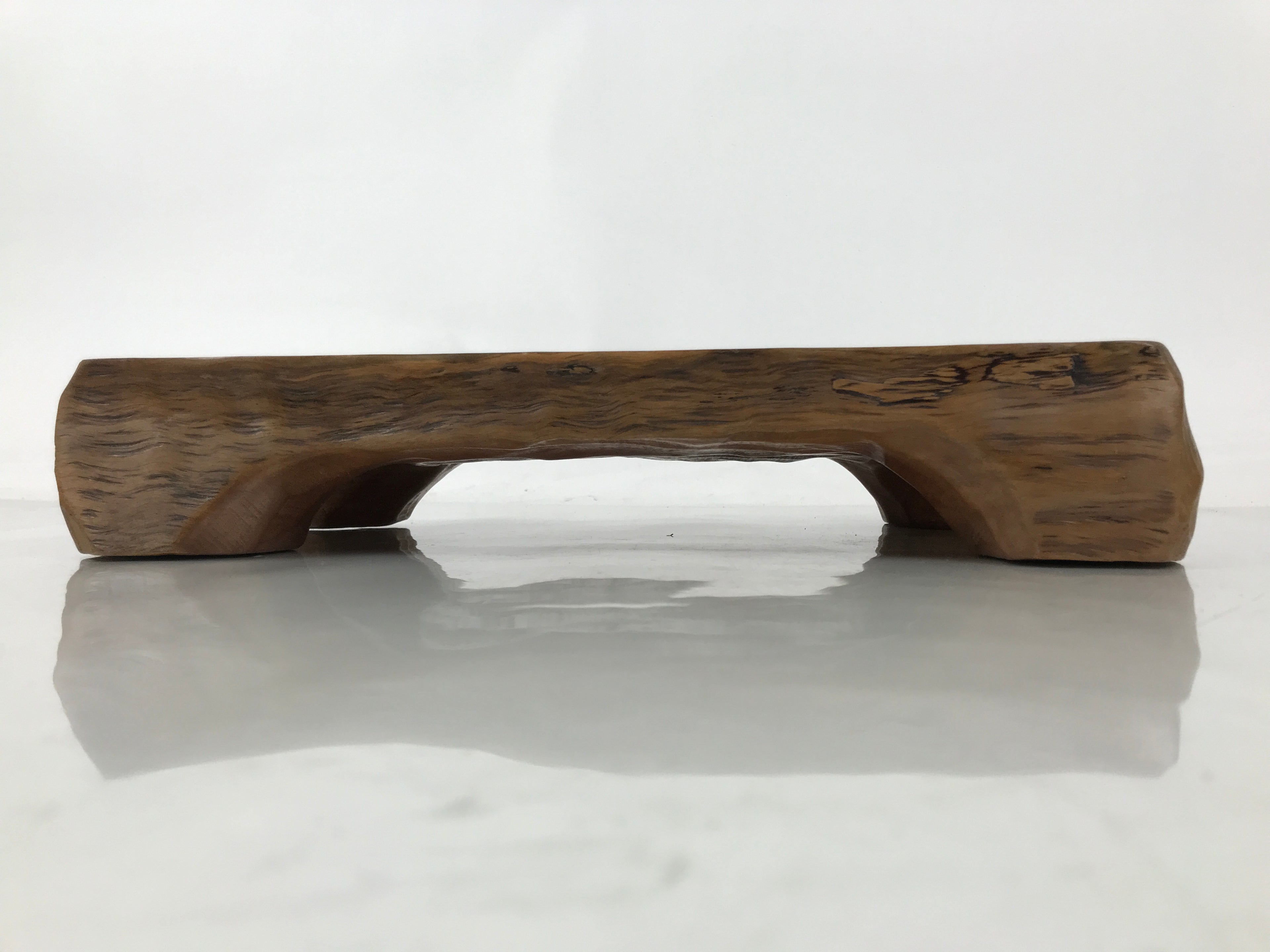 Japanese Wooden Flower Vase Stand Vtg Unique Kadai Board Ikebana Bonsai WT568