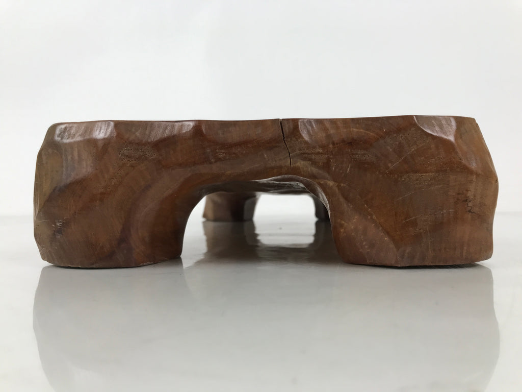 Japanese Wooden Flower Vase Stand Vtg Unique Kadai Board Ikebana Bonsai WT568