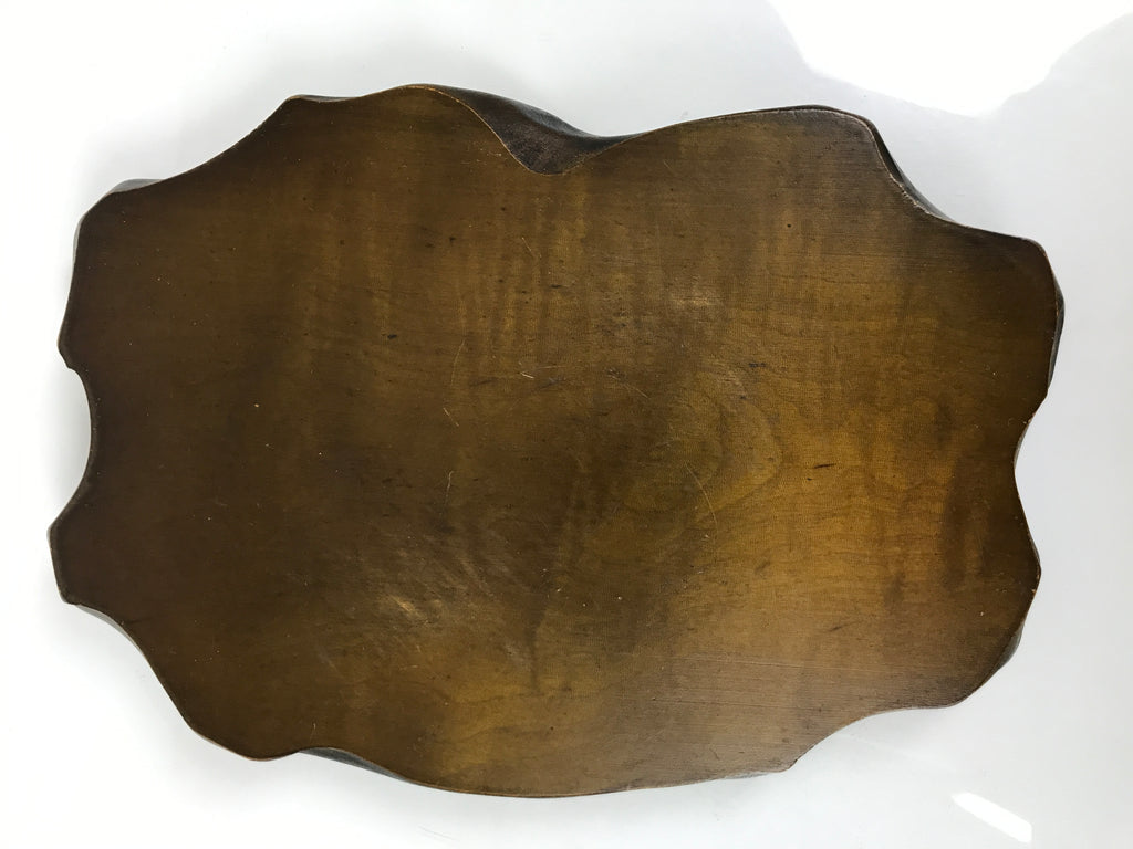 Japanese Wooden Flower Vase Stand Vtg Unique Kadai Board Ikebana Bonsai WT573