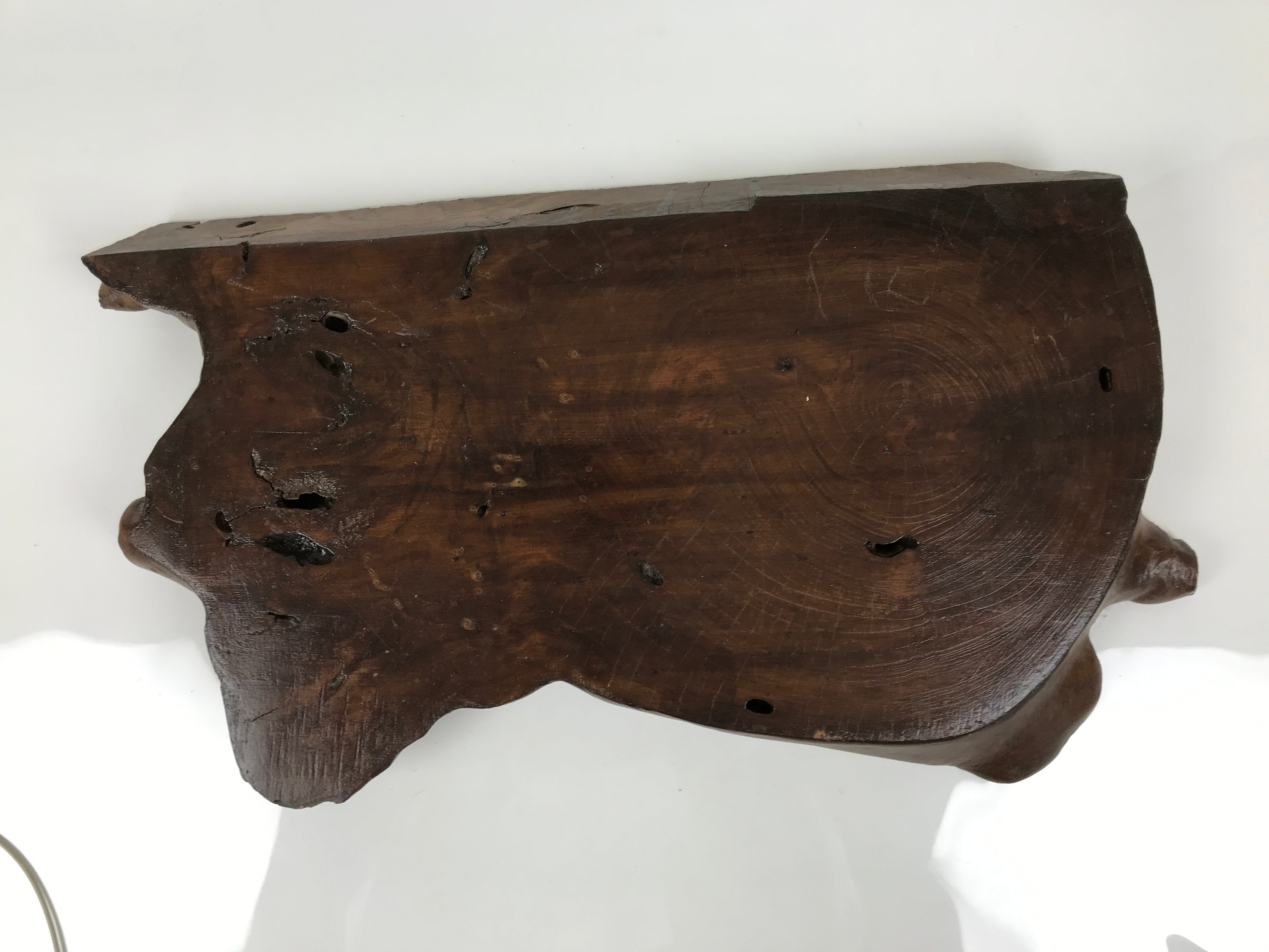 Japanese Wooden Flower Vase Stand Vtg Unique Kadai Board Ikebana Bonsai WT600