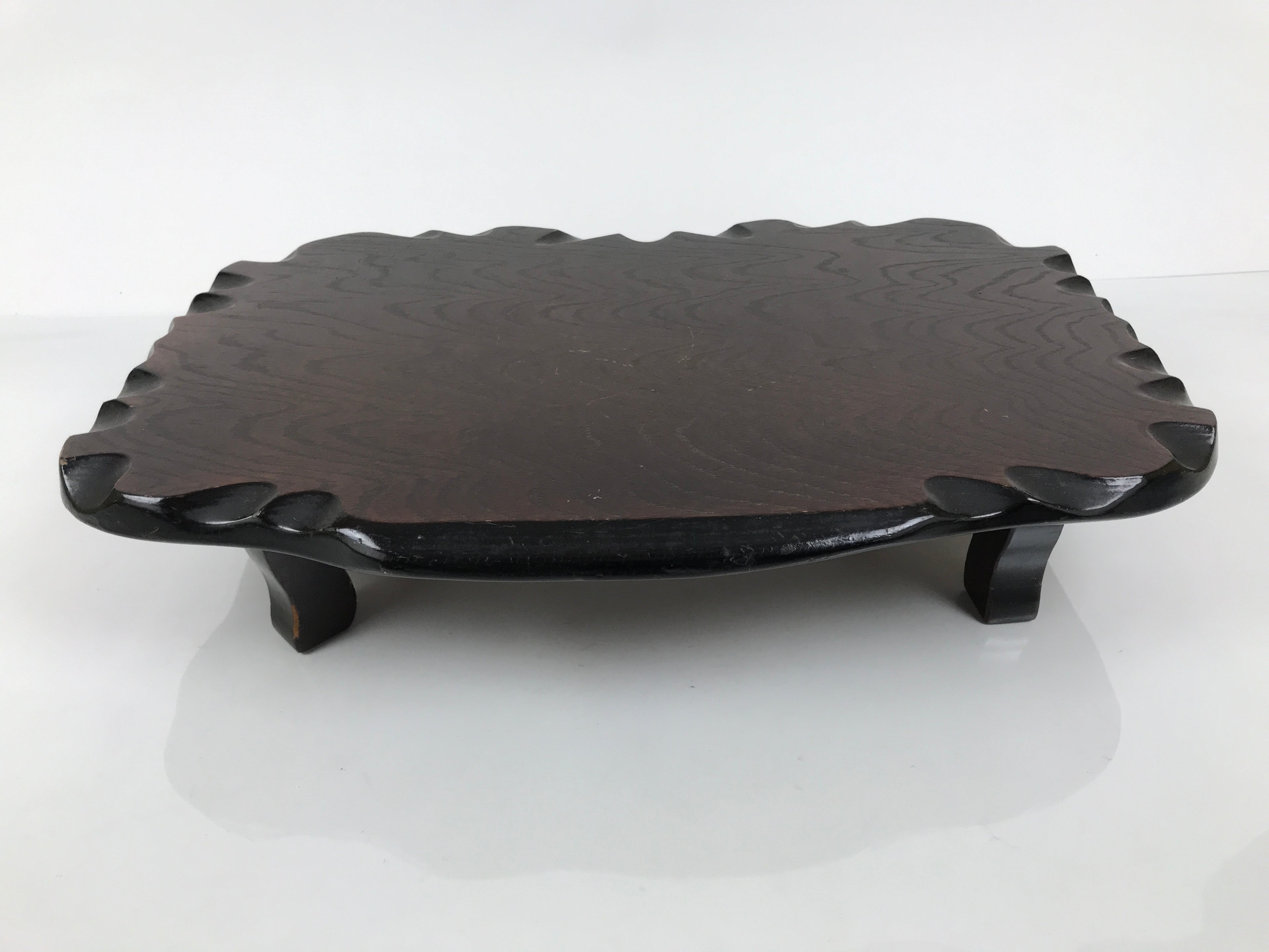 Japanese Wooden Flower Vase Stand Vtg Unique Kadai Board Ikebana Bonsai WT605