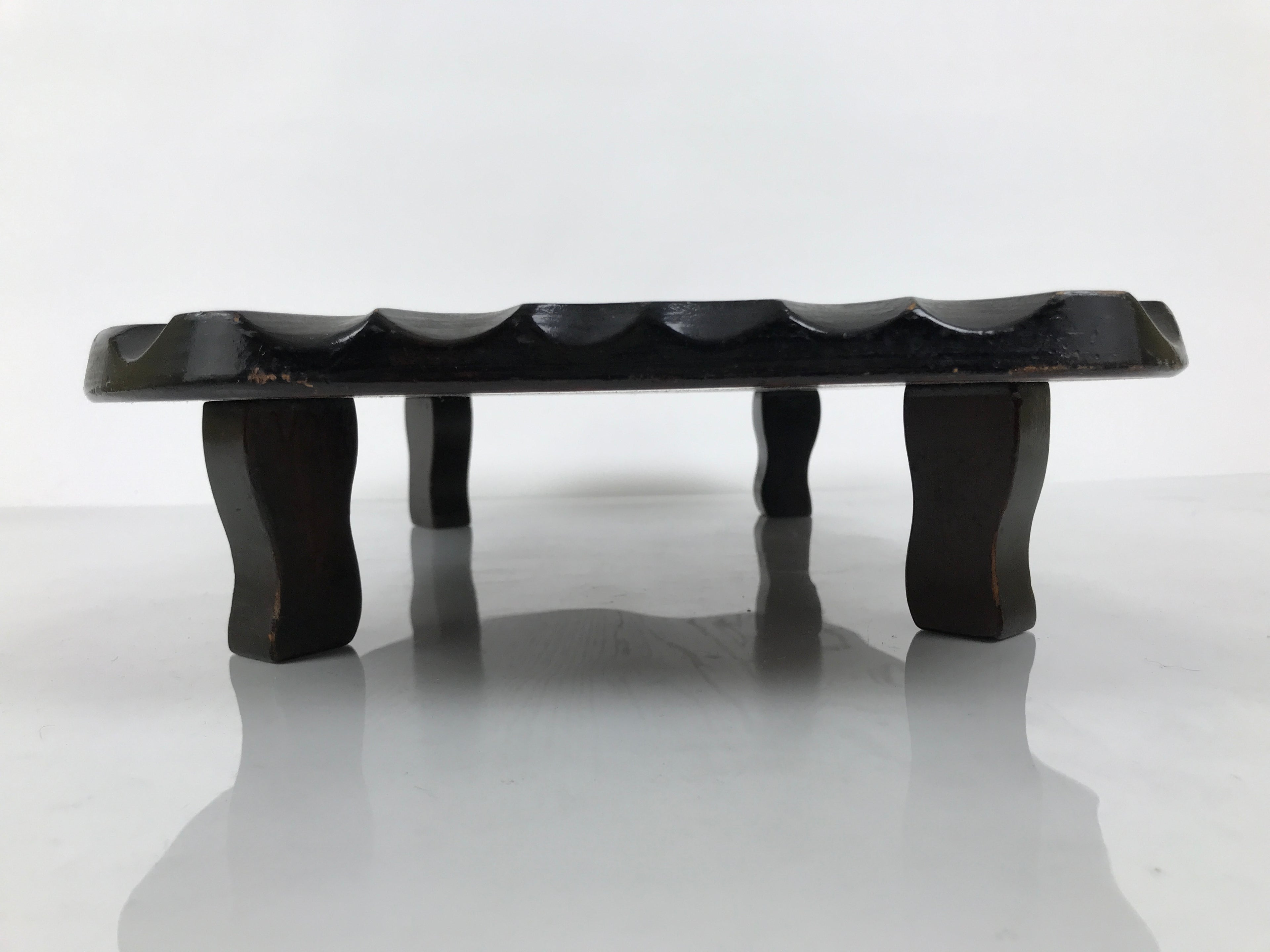 Japanese Wooden Flower Vase Stand Vtg Unique Kadai Board Ikebana Bonsai WT605