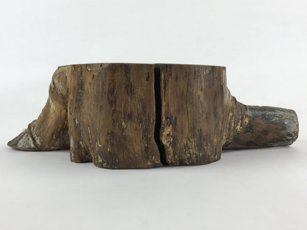 Japanese Wooden Flower Vase Stand Vtg Unique Stump Kadai Ikebana Bonsai WT449