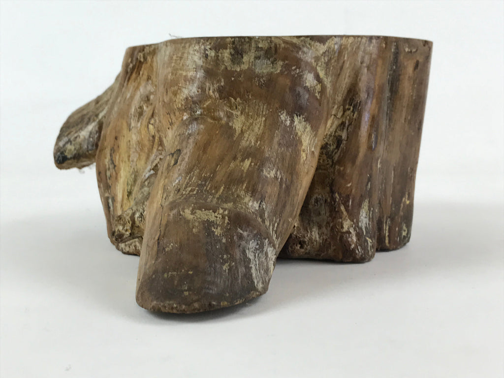 Japanese Wooden Flower Vase Stand Vtg Unique Stump Kadai Ikebana Bonsai WT449