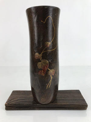 Japanese Wooden Flower Vase Vtg Kabin Ikebana Arrangement Makie Vines FK116