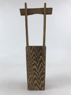 Japanese Wooden Flower Vase Vtg Kabin Ikebana Arrangement Natural Brown FK49