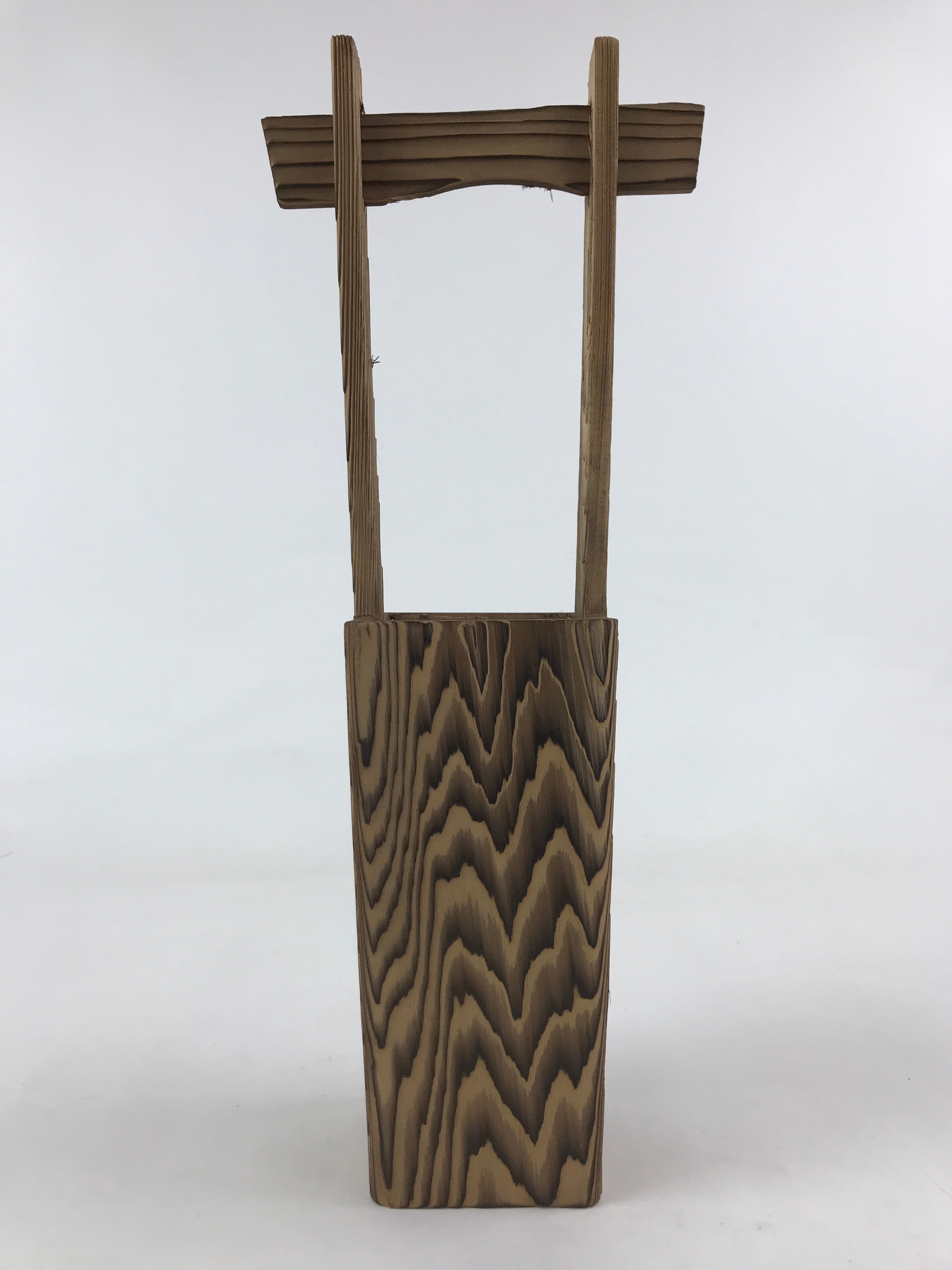 Japanese Wooden Flower Vase Vtg Kabin Ikebana Arrangement Natural Brown FK49