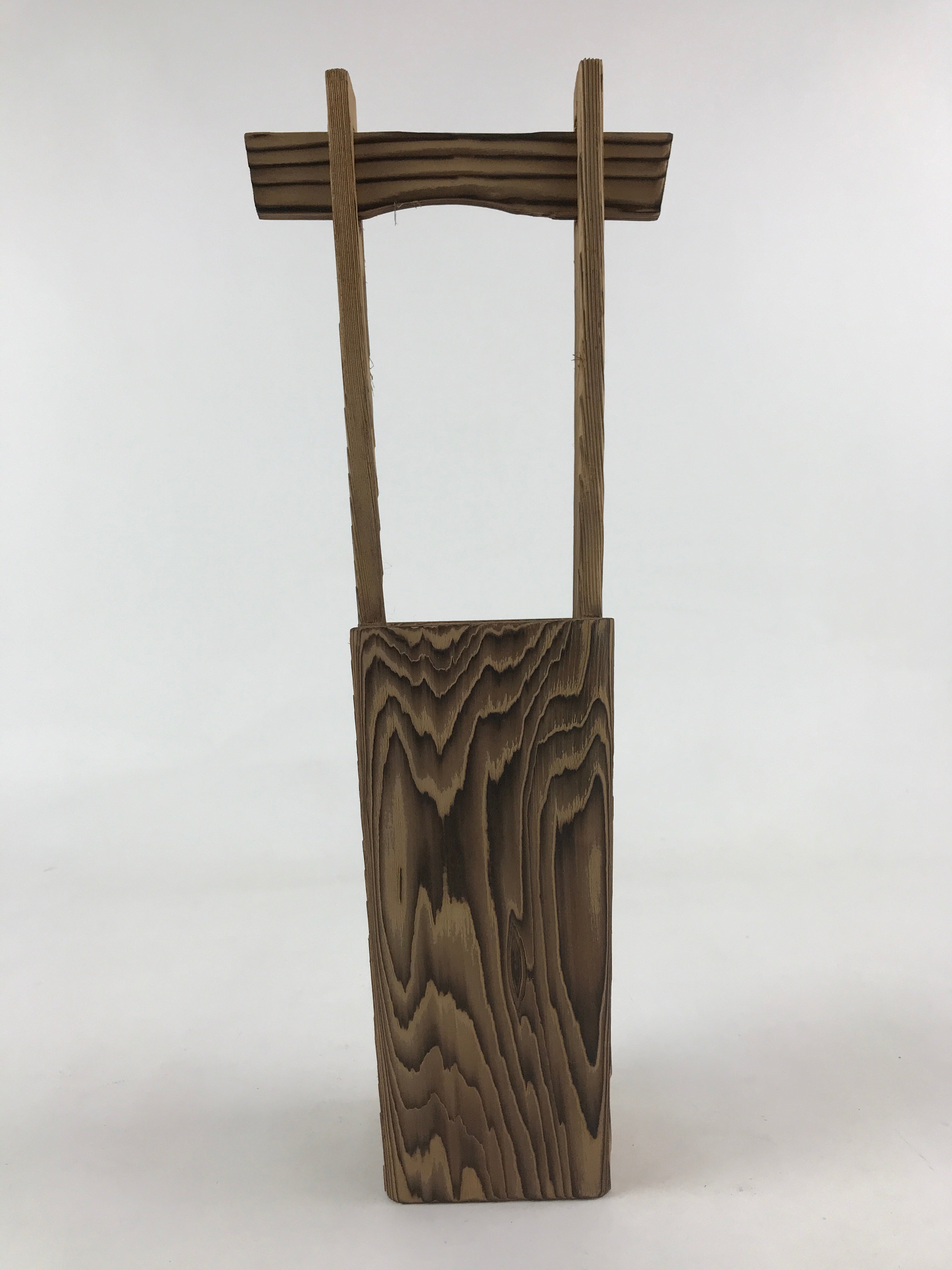 Japanese Wooden Flower Vase Vtg Kabin Ikebana Arrangement Natural Brown FK49
