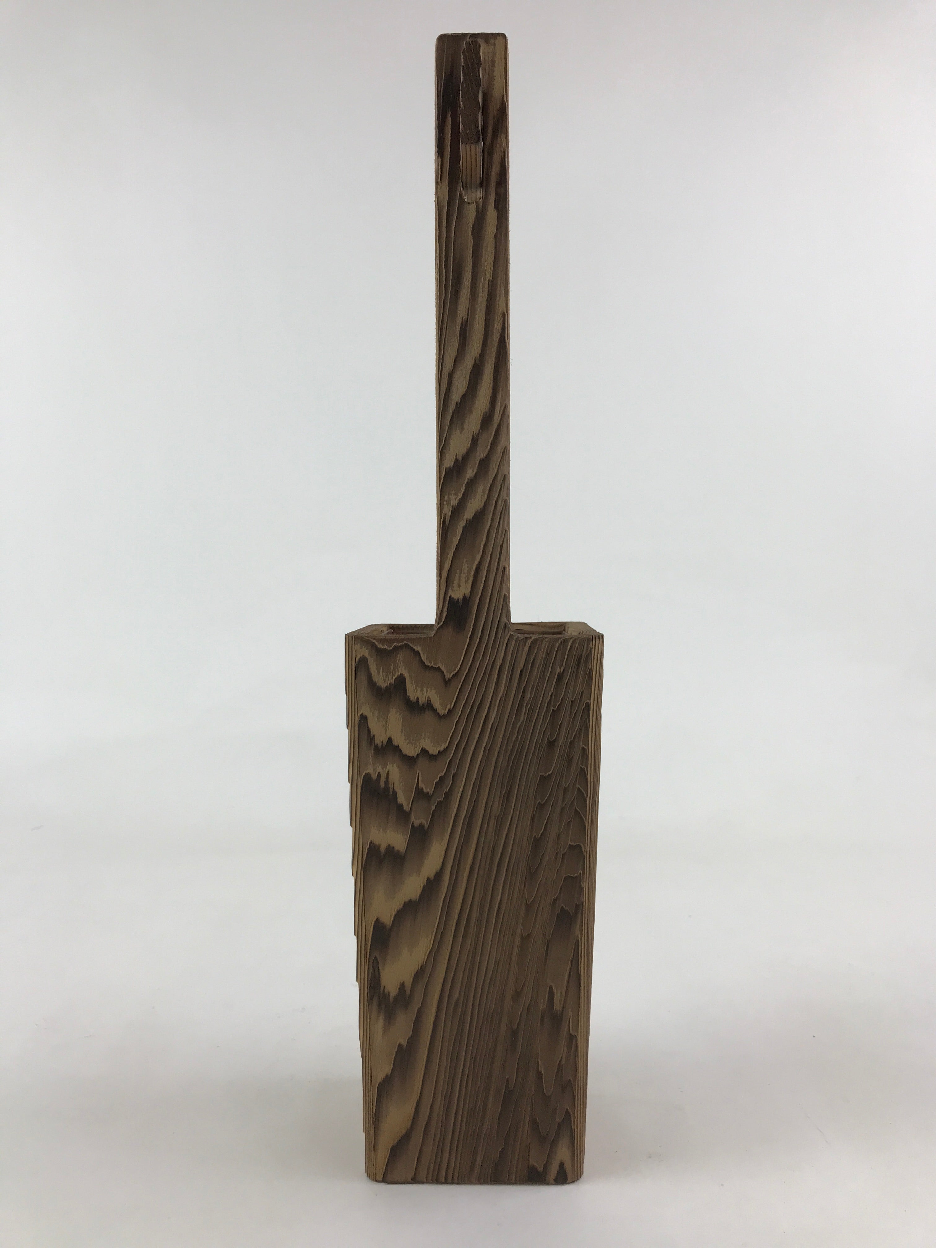 Japanese Wooden Flower Vase Vtg Kabin Ikebana Arrangement Natural Brown FK49