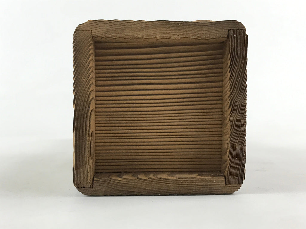 Japanese Wooden Flower Vase Vtg Kabin Ikebana Arrangement Natural Brown FK49