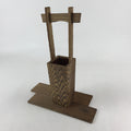 Japanese Wooden Flower Vase Vtg Kabin Ikebana Arrangement Natural Brown FK49