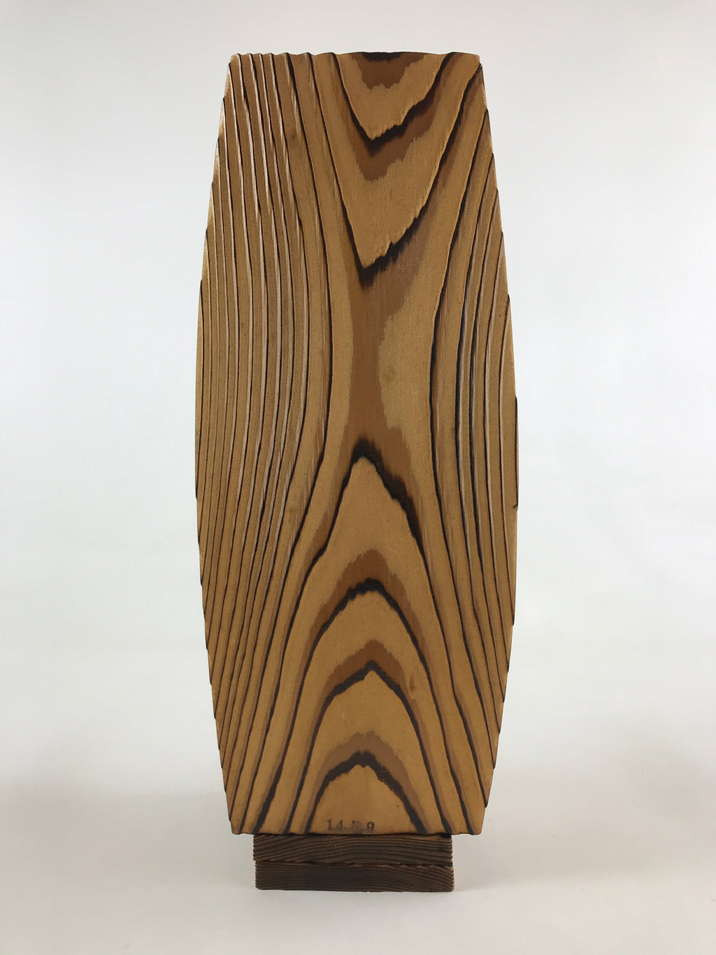 Japanese Wooden Flower Vase Vtg Kabin Ikebana Arrangement Natural Brown FK61