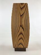 Japanese Wooden Flower Vase Vtg Kabin Ikebana Arrangement Natural Brown FK61