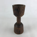 Japanese Wooden Flower Vase Vtg Kabin Ikebana Tall Brown Copper Insert FK59