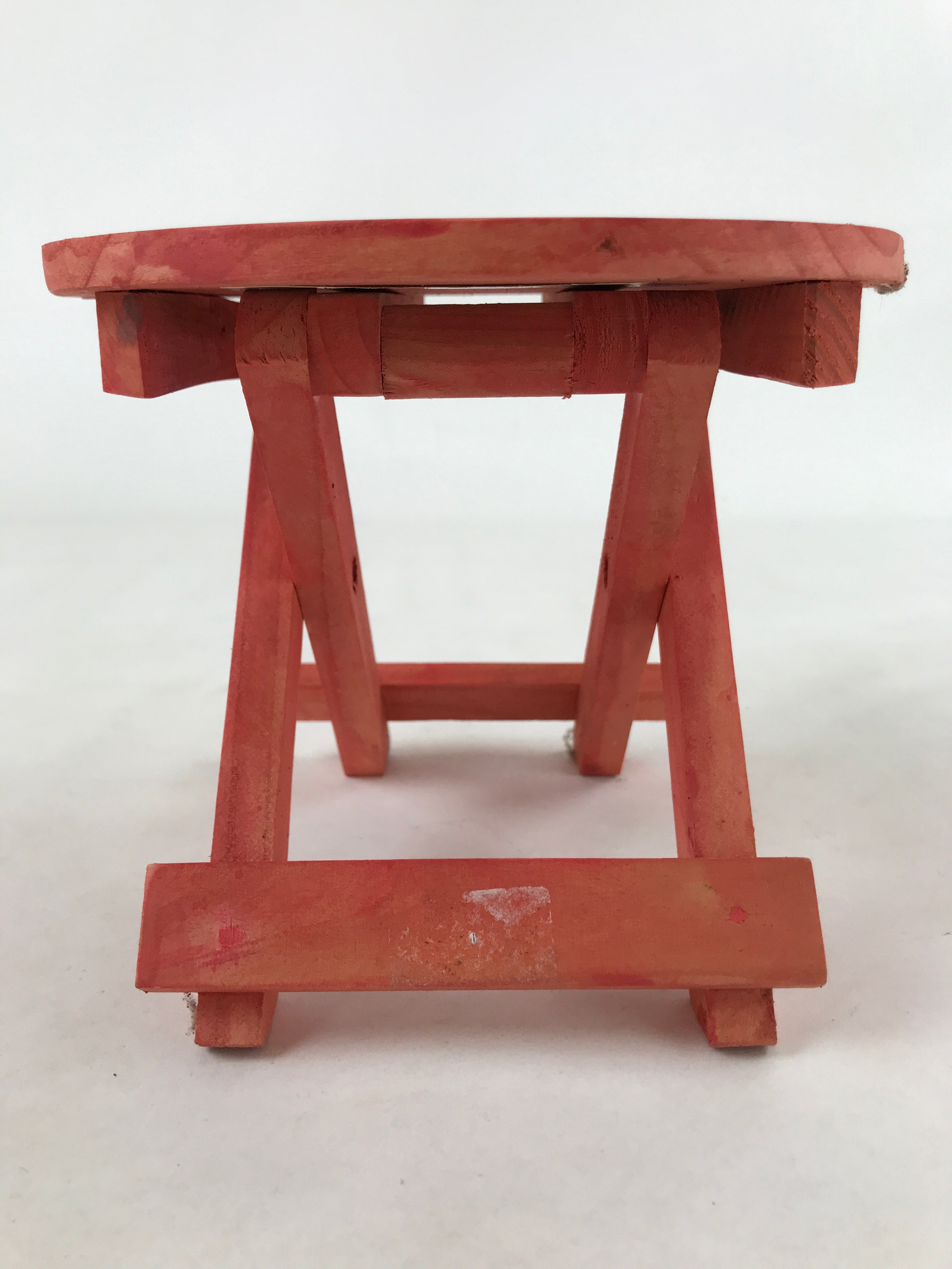 Japanese Wooden Folding Table Flower Vase Stand Vtg Doll Furniture Pink JK651