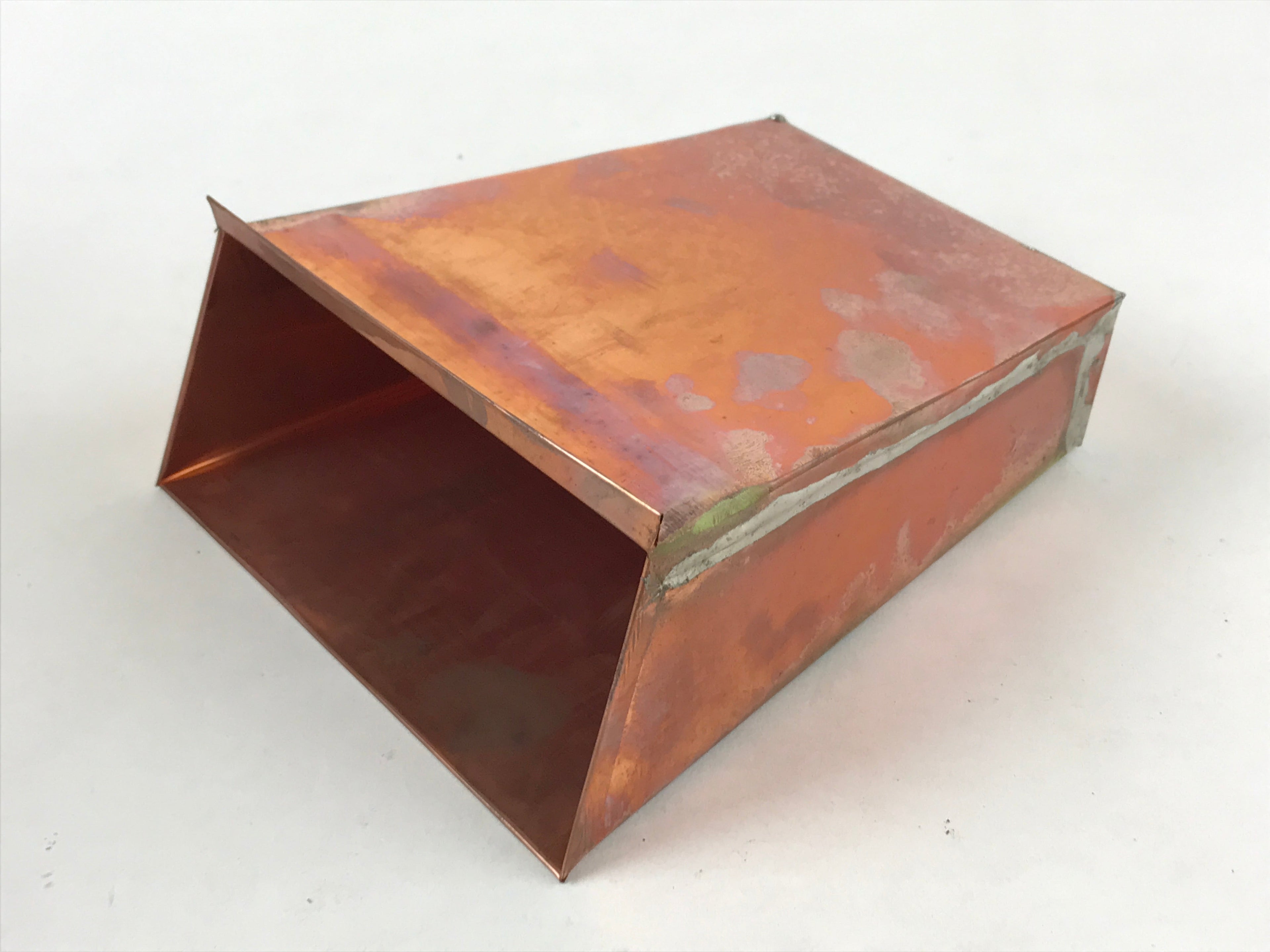 Japanese Wooden Folk Art Flower Vase Vtg Square Kabin Ikebana Arrangement FK80