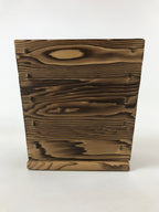Japanese Wooden Folk Art Flower Vase Vtg Square Kabin Ikebana Arrangement FK80