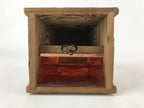 Japanese Wooden Folk Art Flower Vase Vtg Square Kabin Ikebana Arrangement FK80