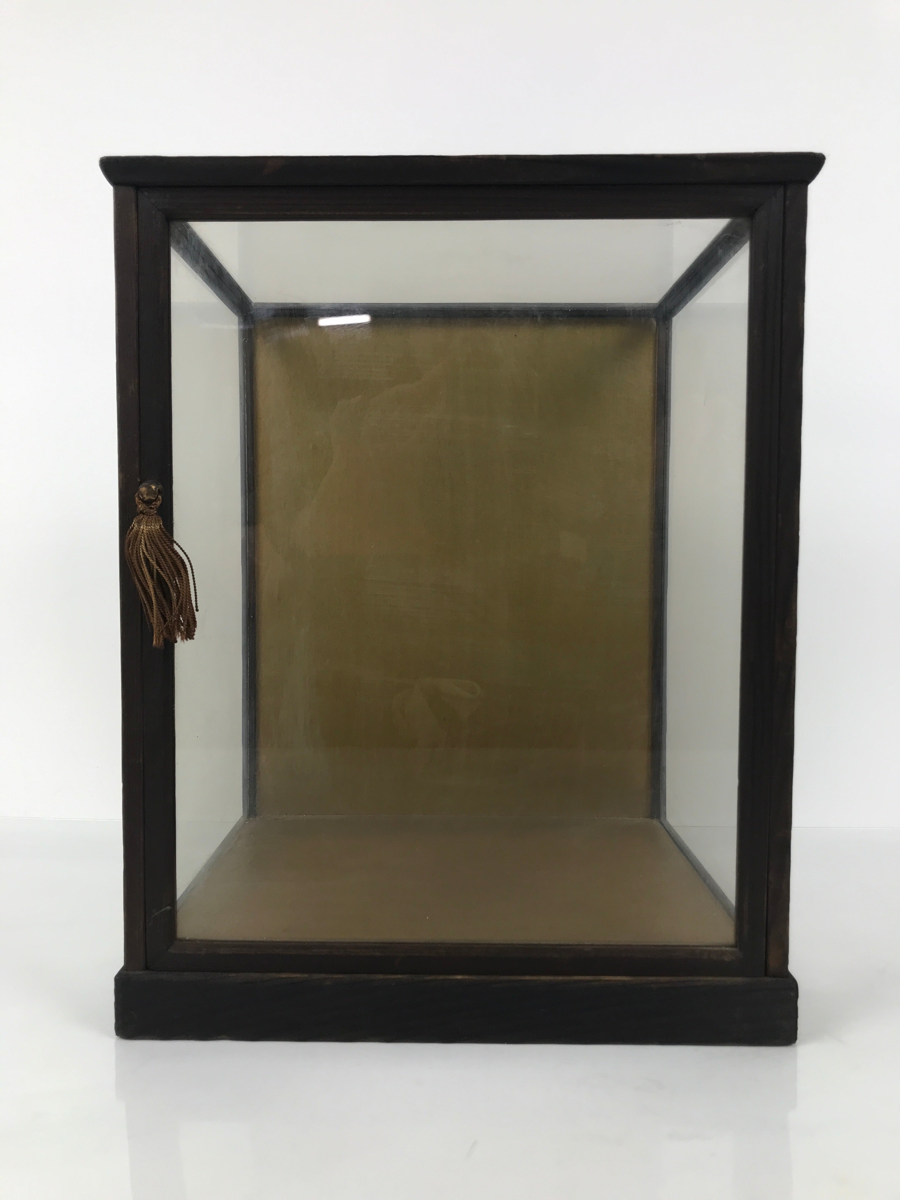 Japanese Wooden Frame Glass Display Case Vtg Hina Doll Figurine Statue ID658